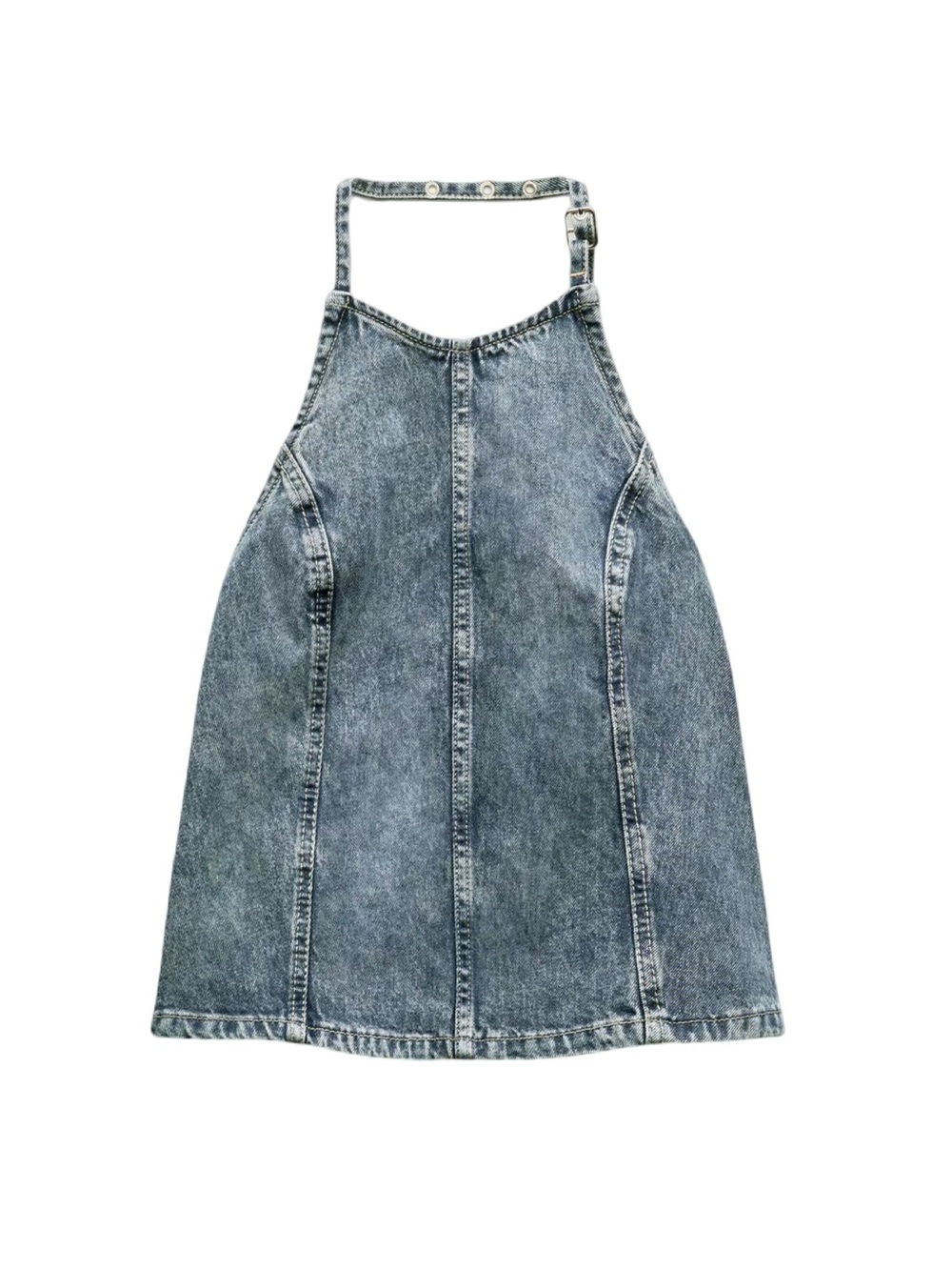 Zara Blue/Gray TRF Denim Halter Top with straps on back